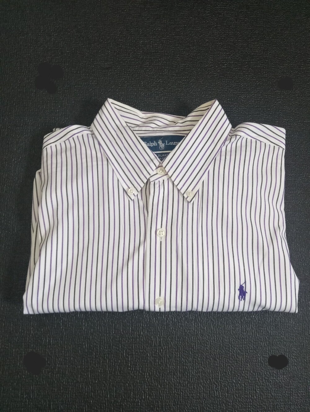 Ralph Lauren Blake Mens XL Purple/black Striped Button Down Shirt Long Sleeve